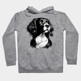 Stunning and Cool Field Spaniel Monochrome and Gold Portrait for Father's Day Hoodie